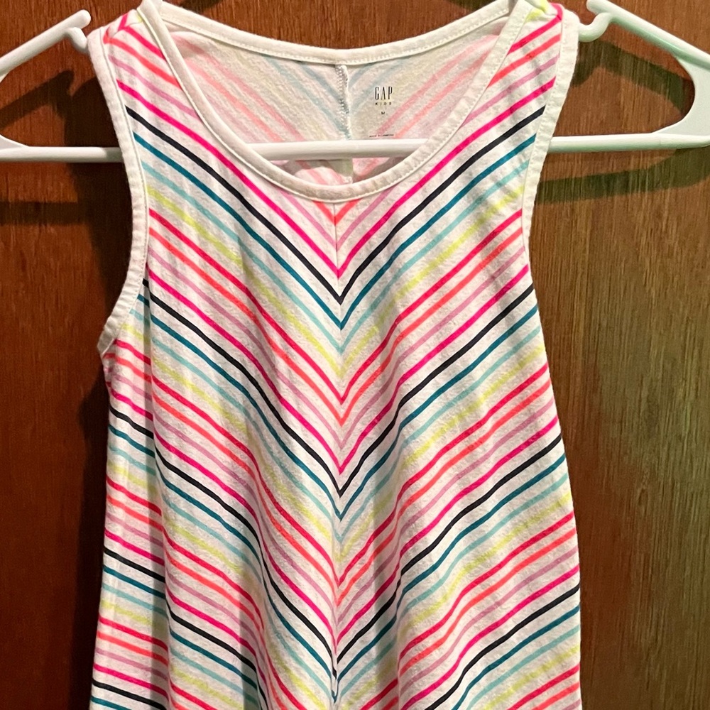 Gap Kids Rainbow Stripe Tank Swing Dress, Sleeveless